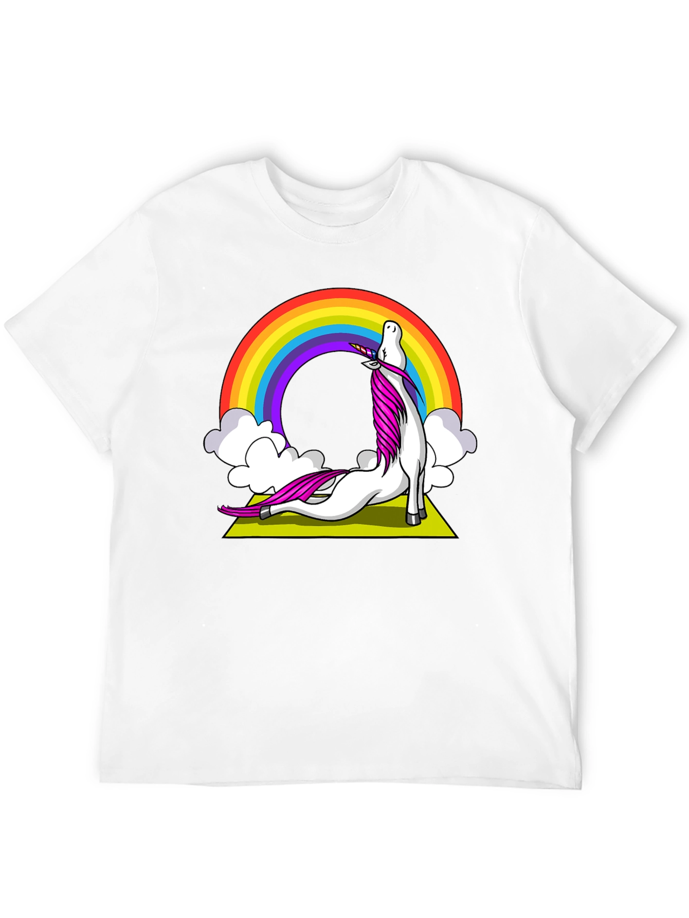 Unicorn Yoga T-Shirt Rainbow Design