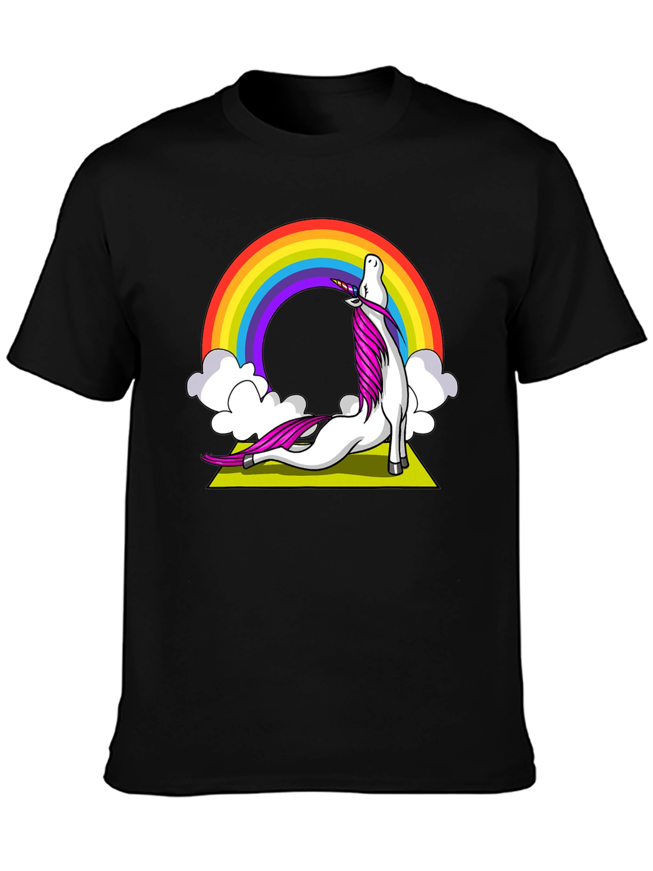 Unicorn Yoga T-Shirt Rainbow Design