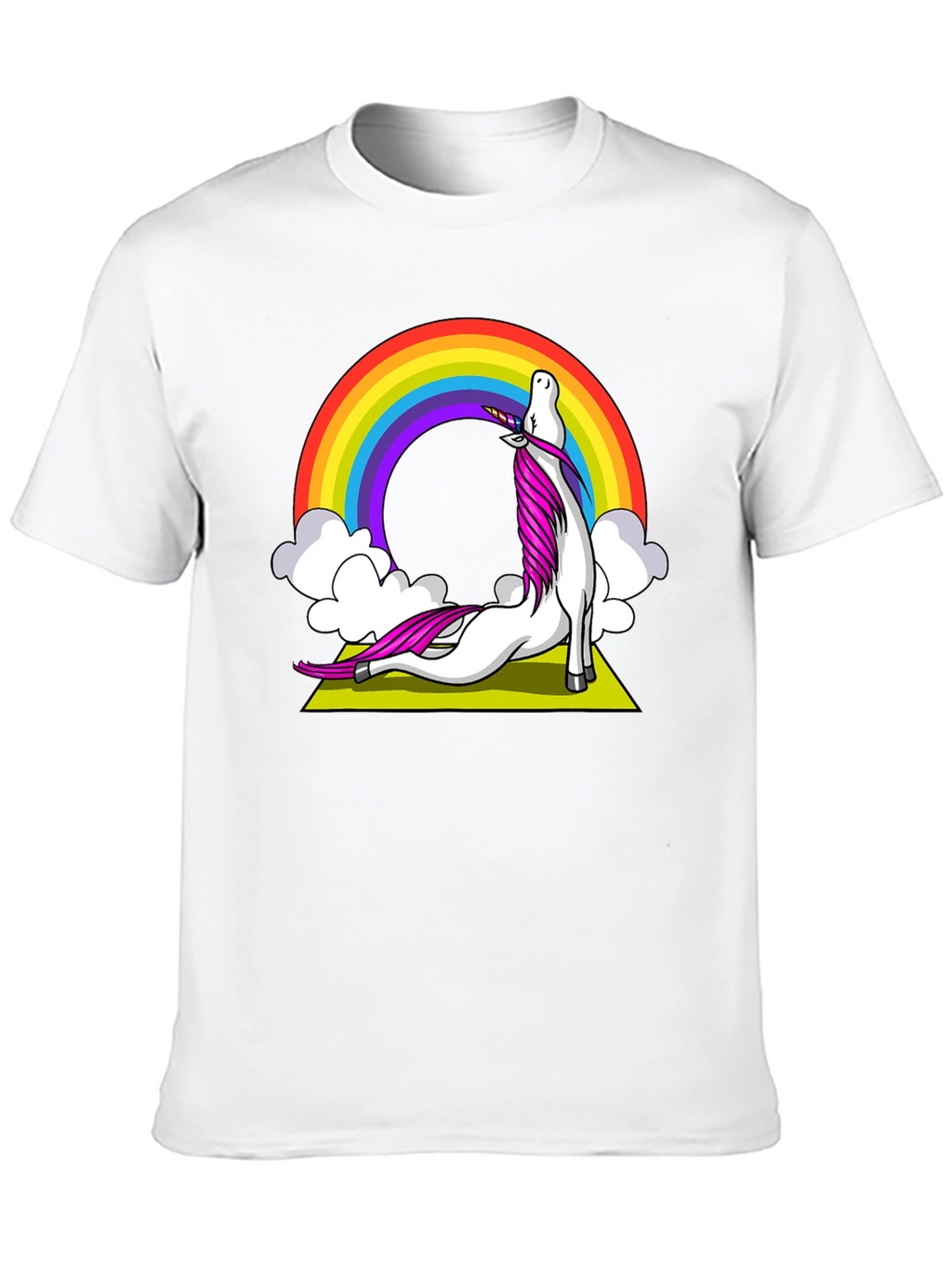 Unicorn Yoga T-Shirt Rainbow Design