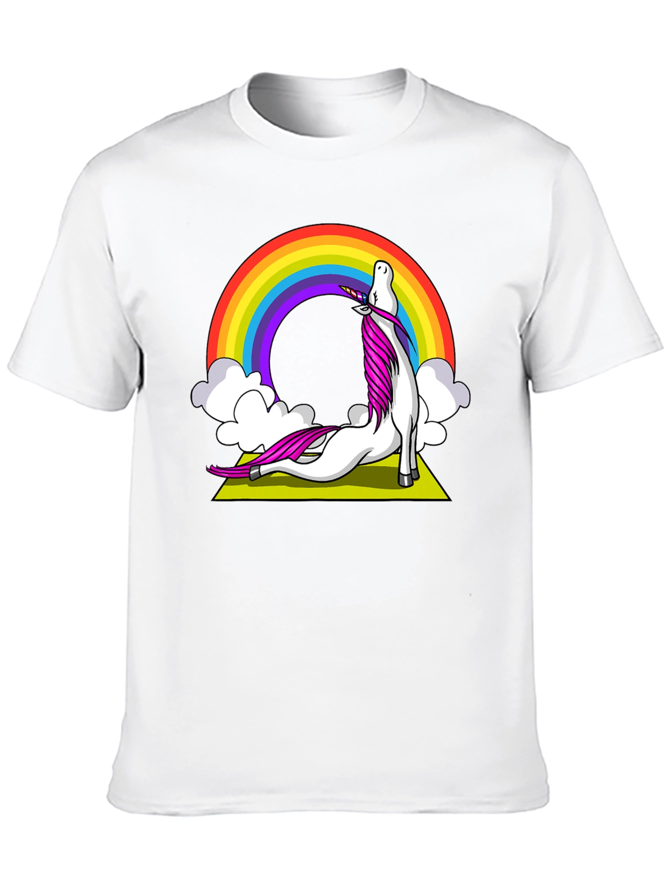 Unicorn Yoga T-Shirt Rainbow Design