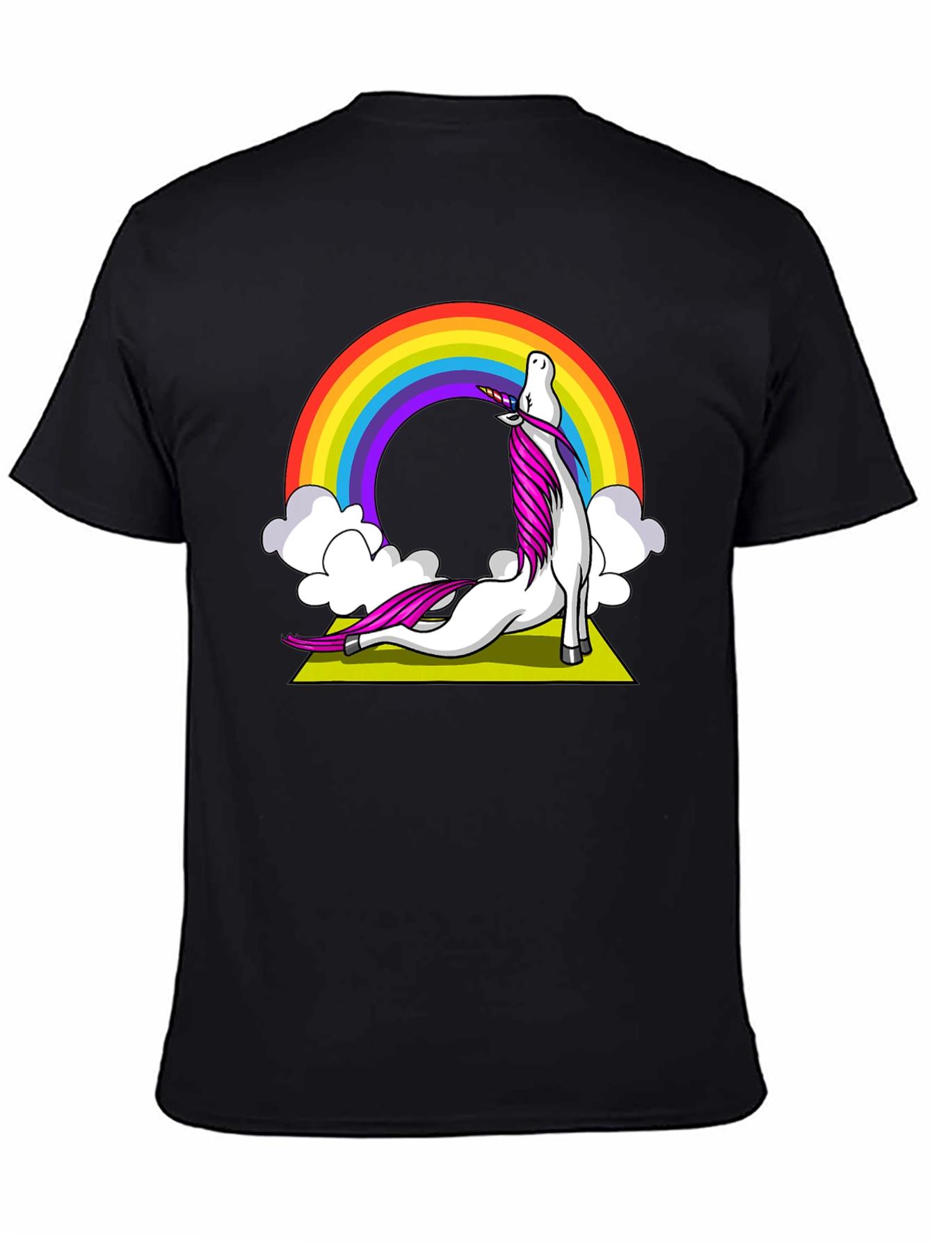 Unicorn Yoga T-Shirt Rainbow Design
