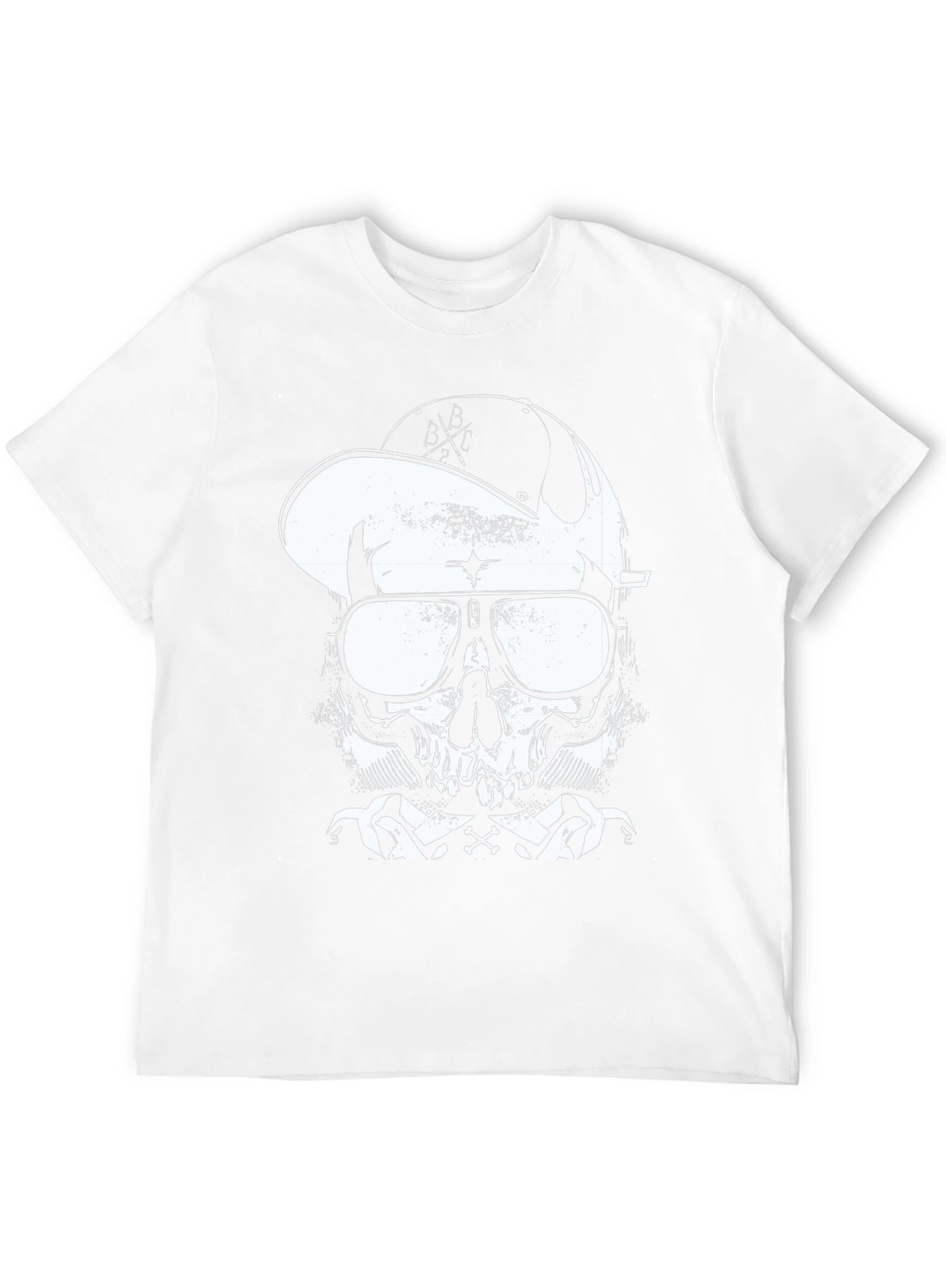 Skull in Cap Graphic T-Shirt - Black