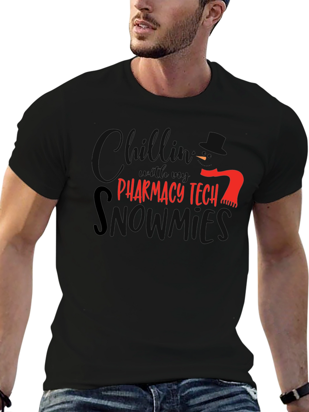 Pharmacy Tech Snowmies T-Shirt - Black
