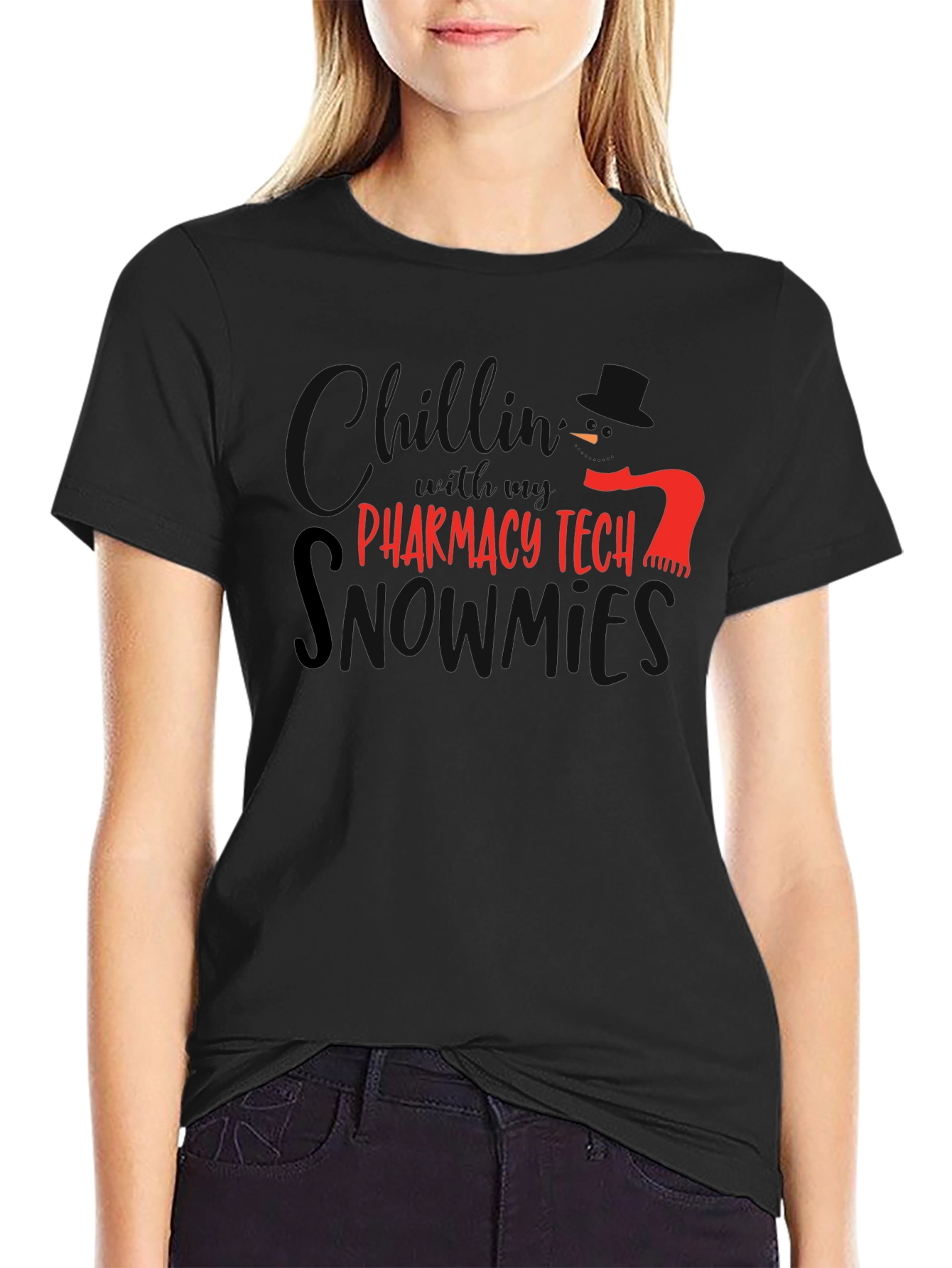 Pharmacy Tech Snowmies T-Shirt - Black