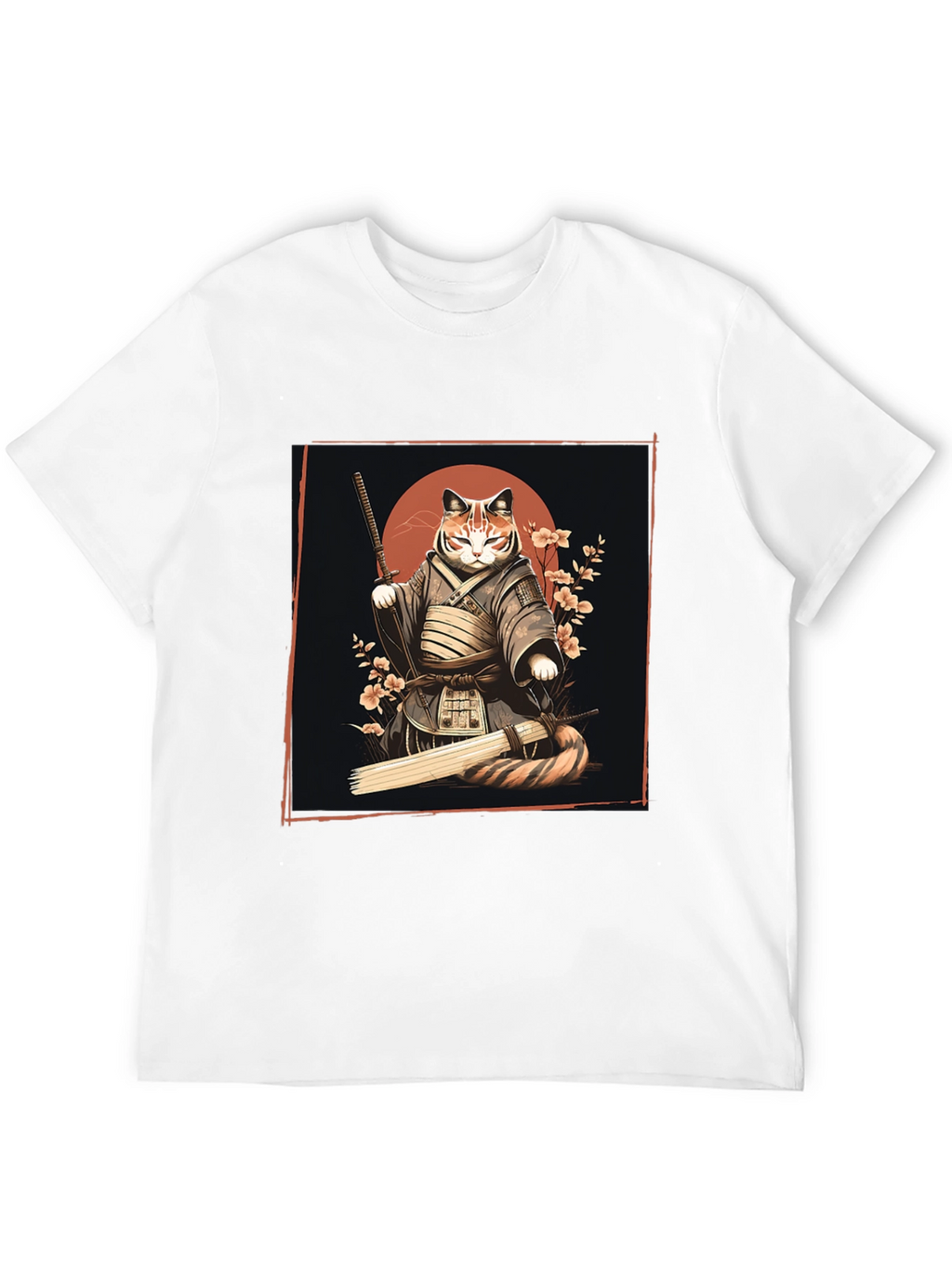 Samurai Cat Graphic Tee - Unique T-Shirt Design