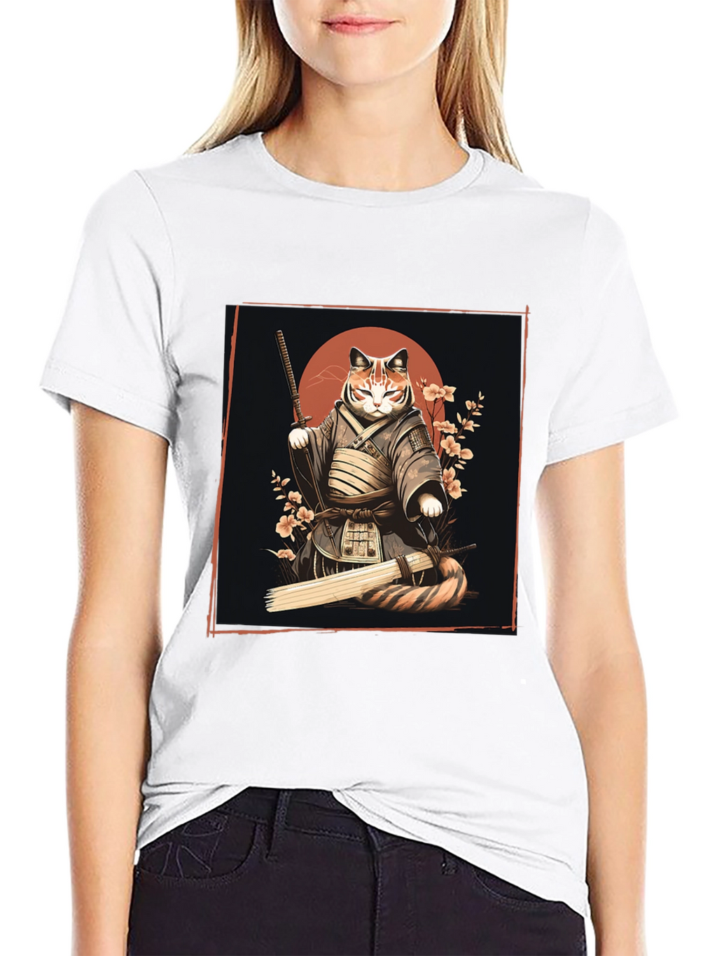Samurai Cat Graphic Tee - Unique T-Shirt Design