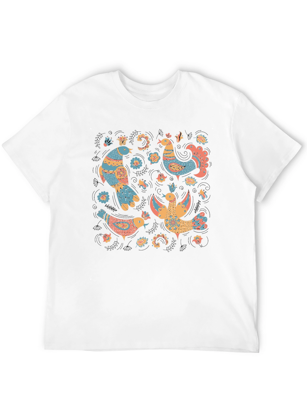 Whimsical Folk Art Bird T-Shirt