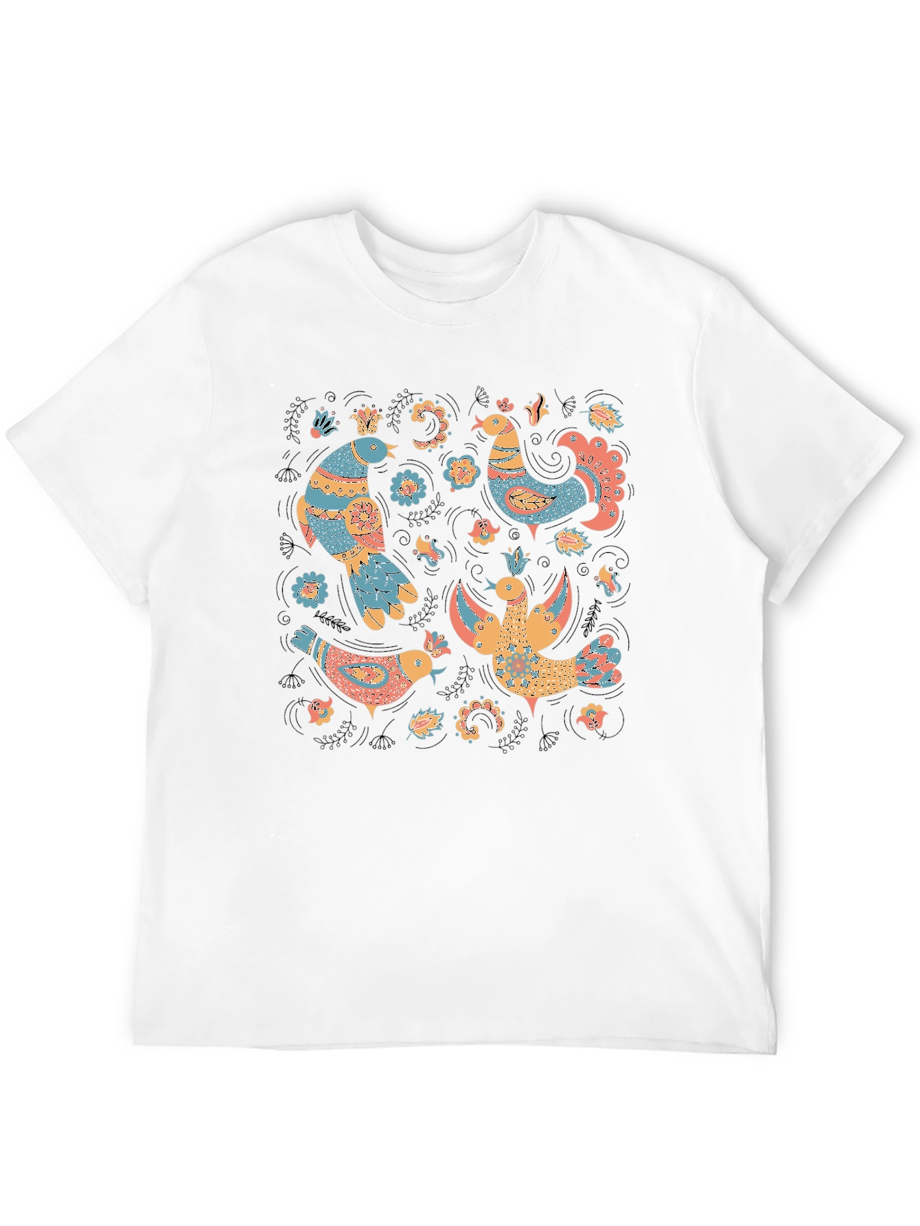 Whimsical Folk Art Bird T-Shirt