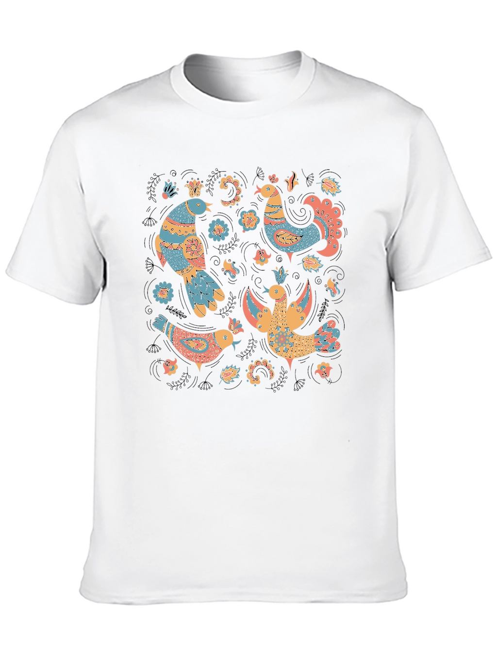 Whimsical Folk Art Bird T-Shirt