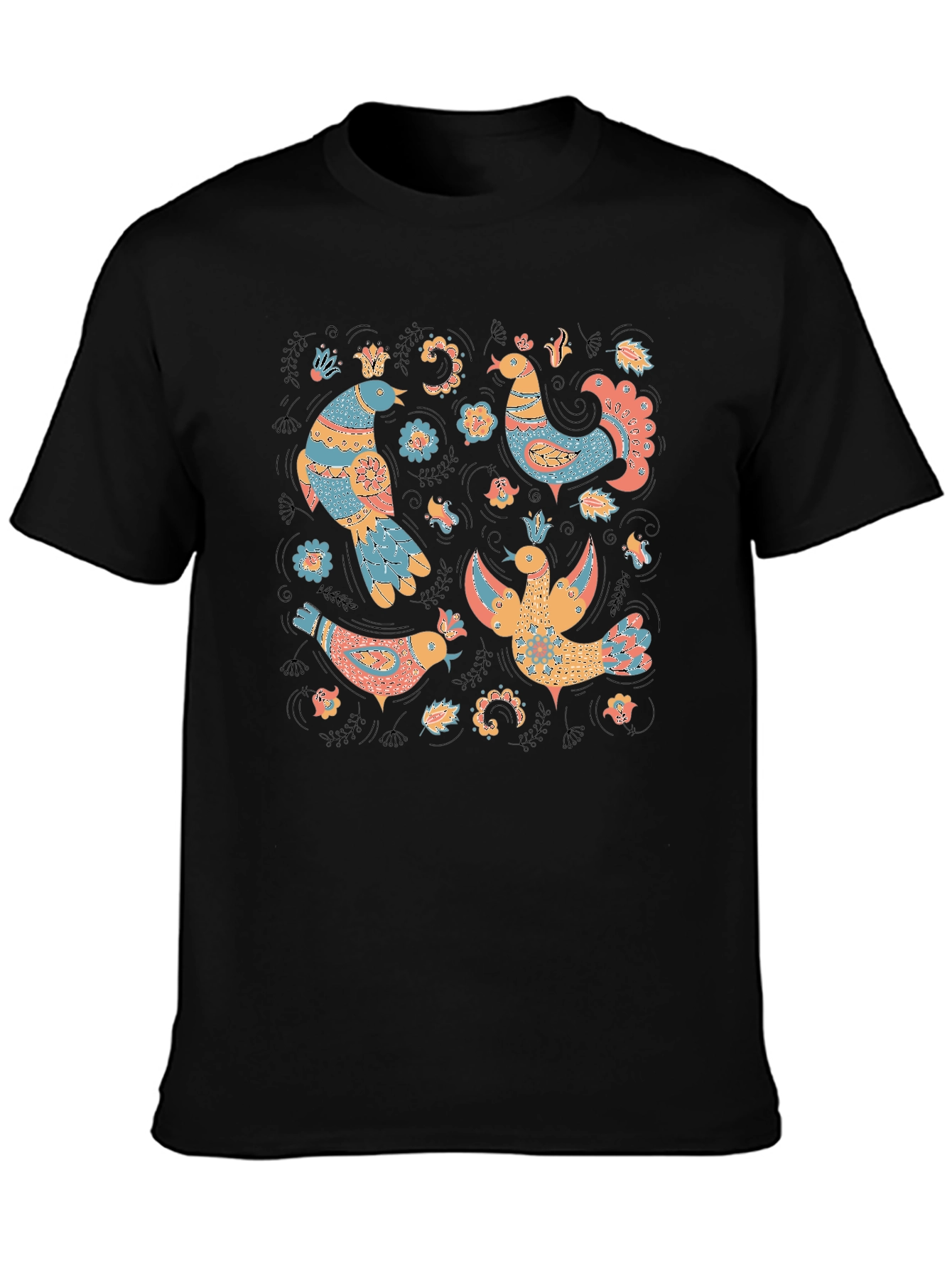 Whimsical Folk Art Bird T-Shirt