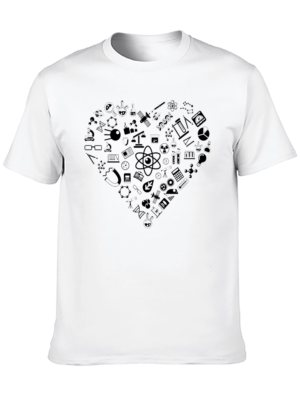 Science Heart Graphic T-Shirt - Black