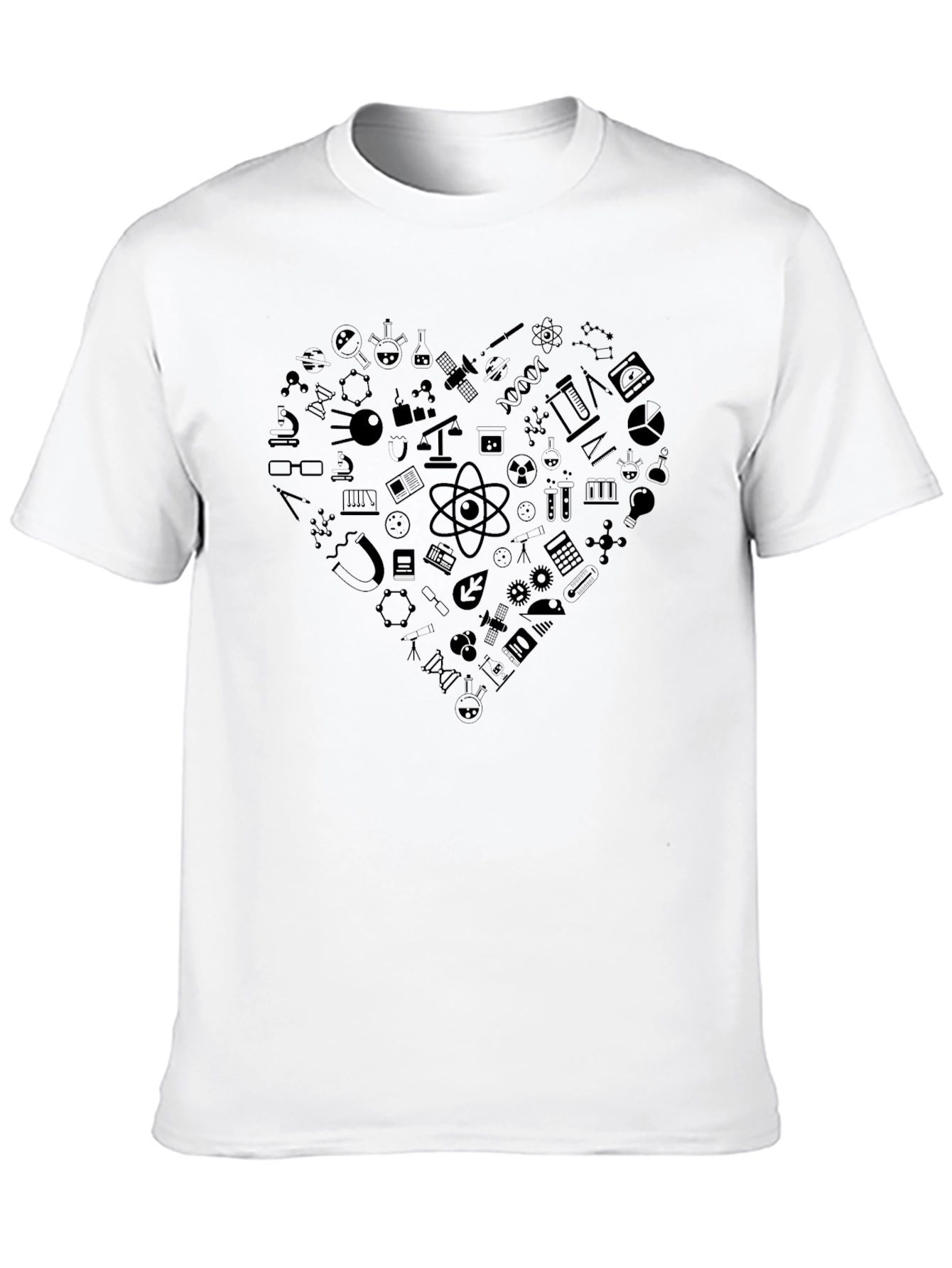 Science Heart Graphic T-Shirt - Black