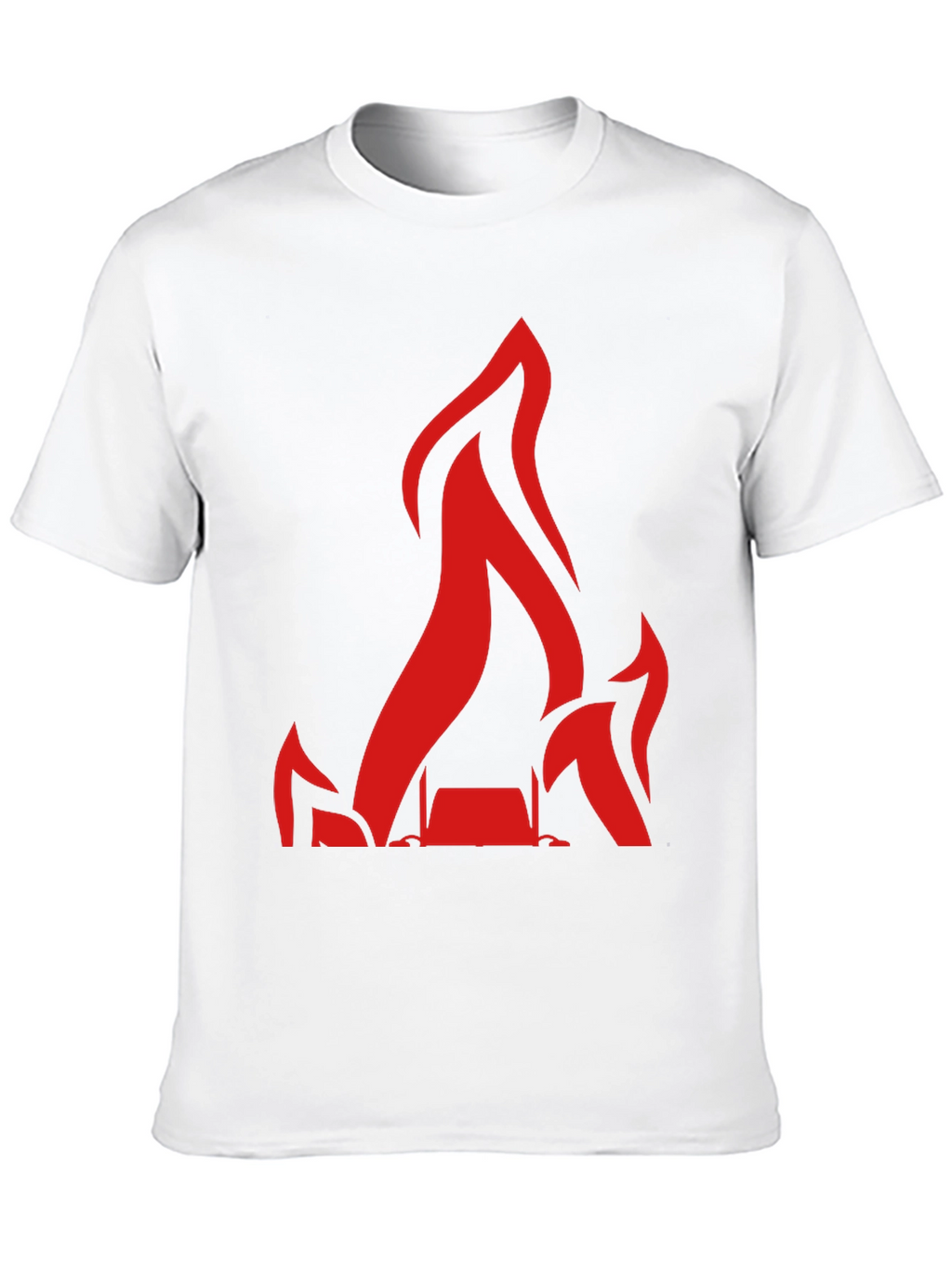 Red Flames Graphic Print Black T-Shirt