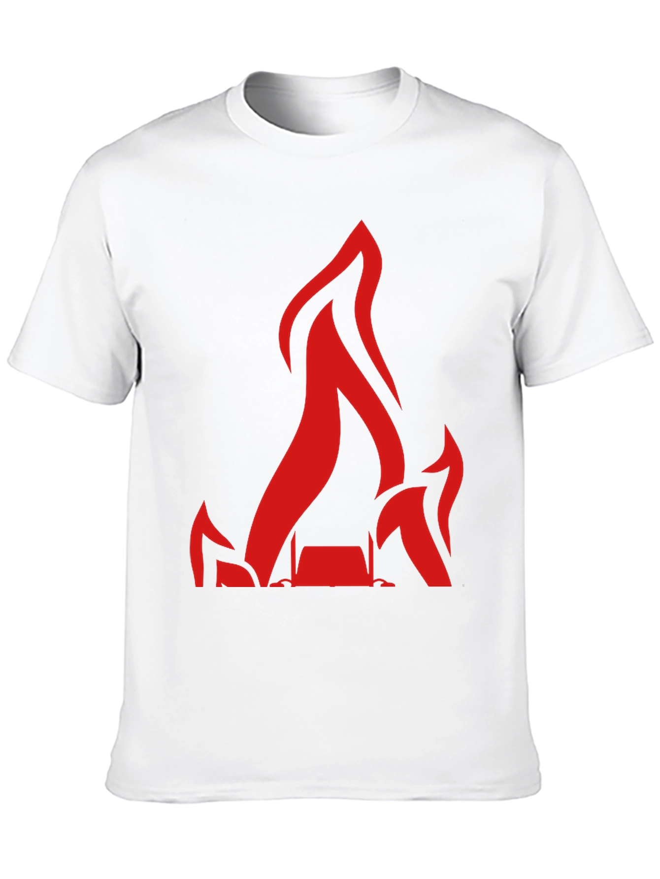 Red Flames Graphic Print Black T-Shirt