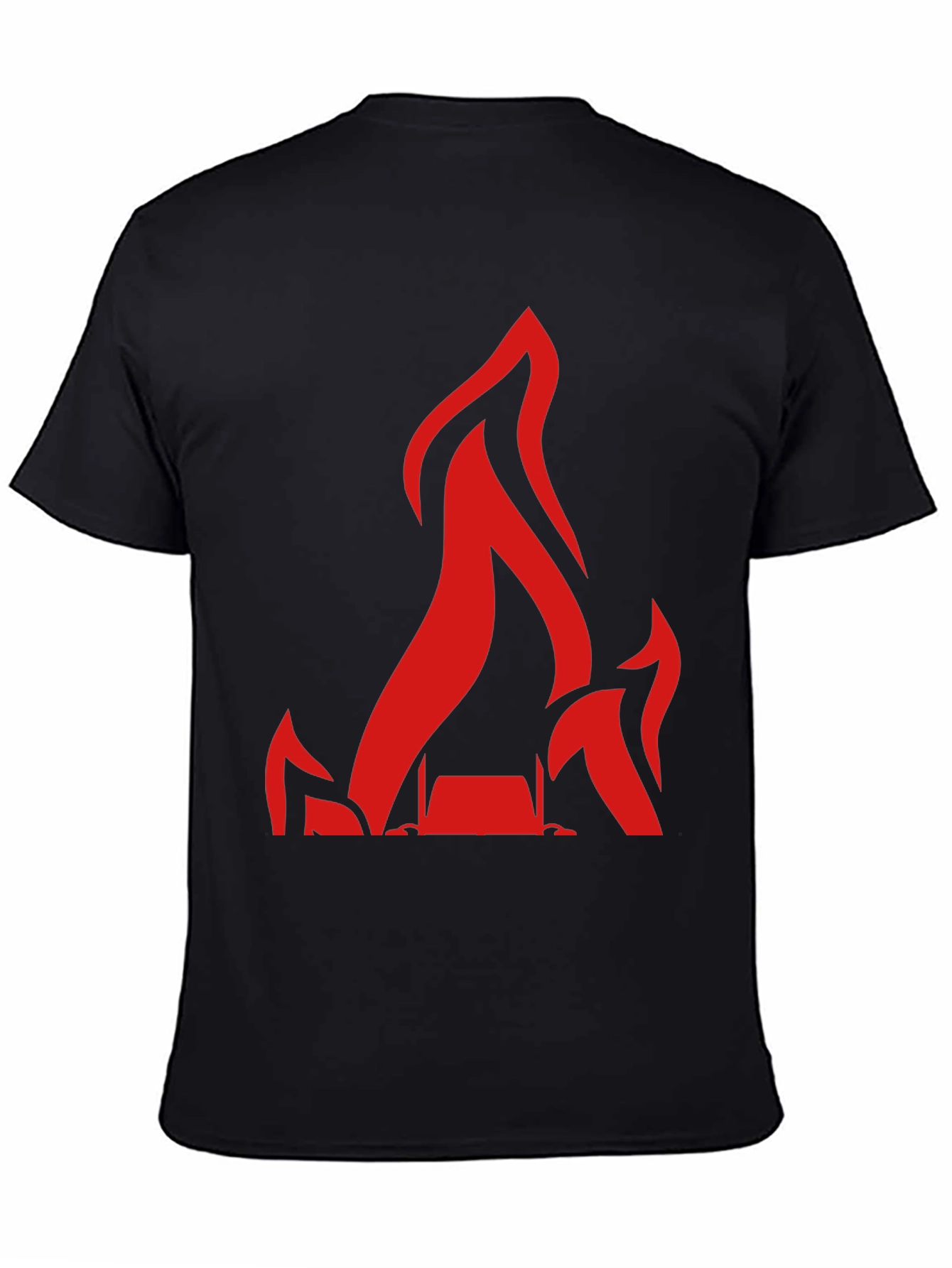 Red Flames Graphic Print Black T-Shirt