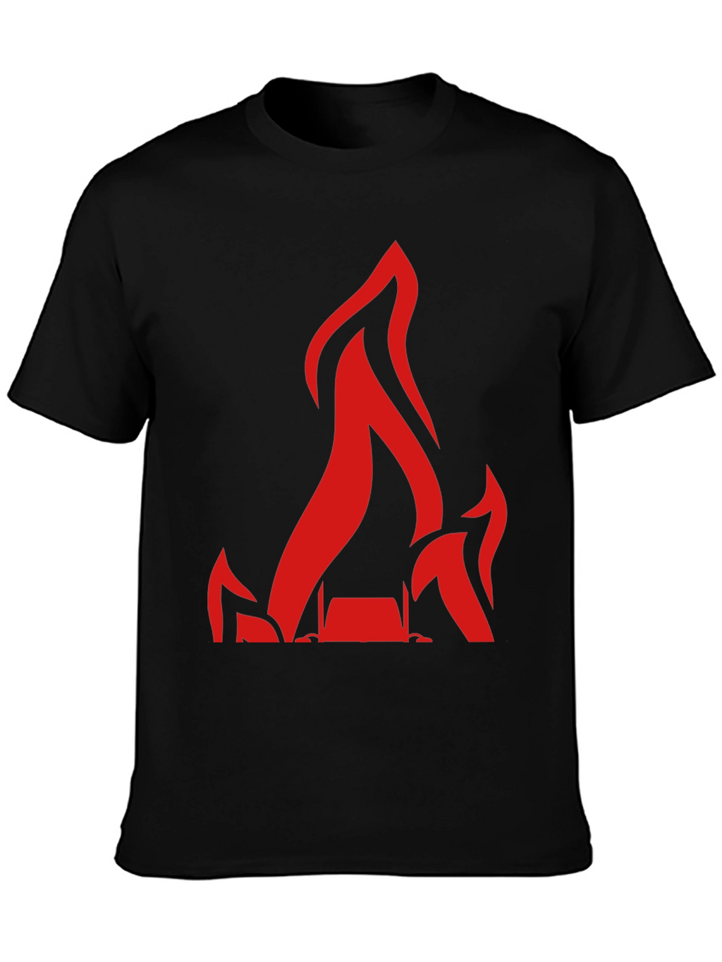 Red Flames Graphic Print Black T-Shirt