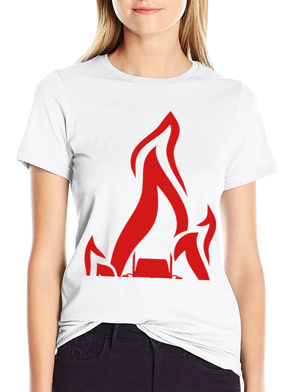 Red Flames Graphic Print Black T-Shirt