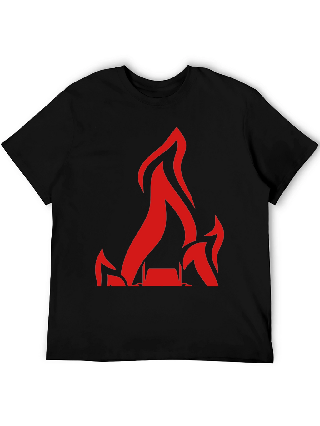 Red Flames Graphic Print Black T-Shirt