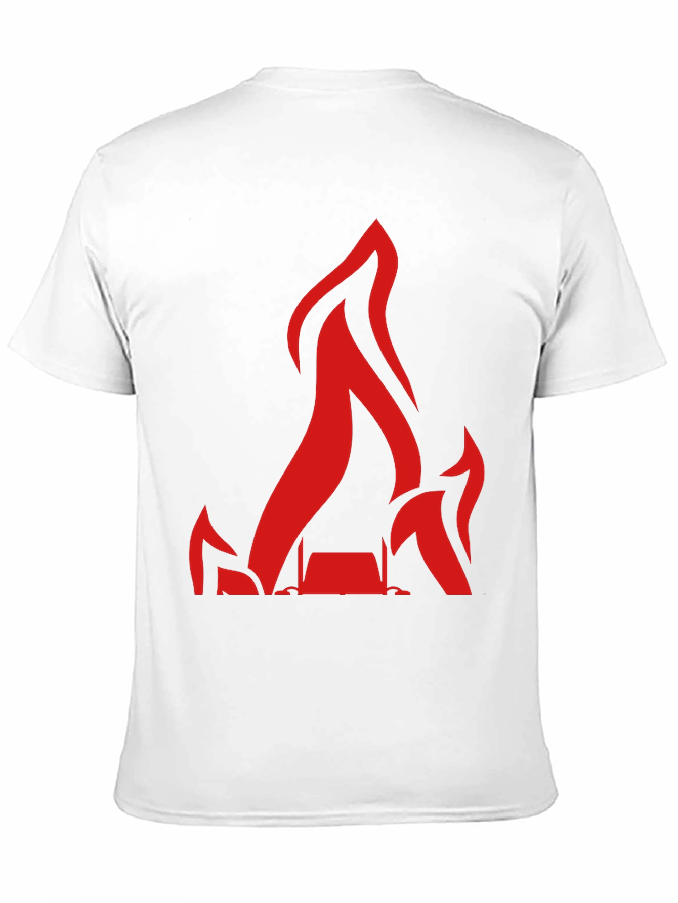 Red Flames Graphic Print Black T-Shirt