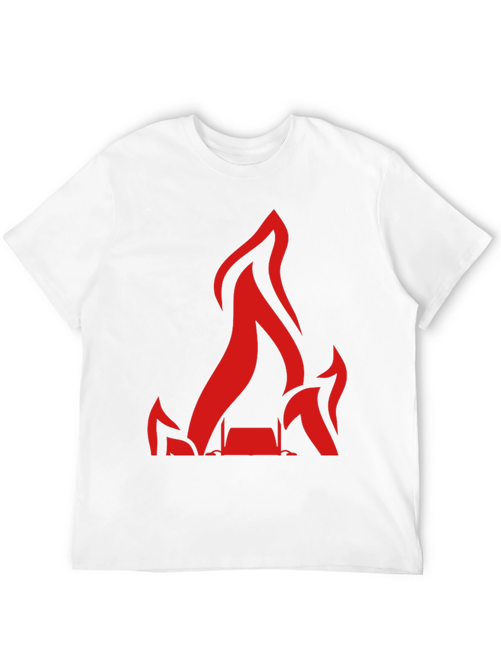 Red Flames Graphic Print Black T-Shirt