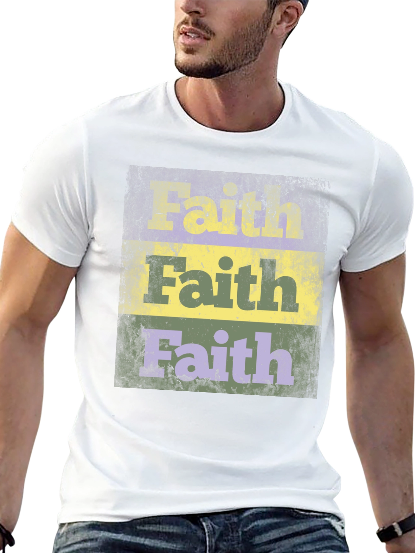 Faith Distressed Graphic Print Black T-Shirt