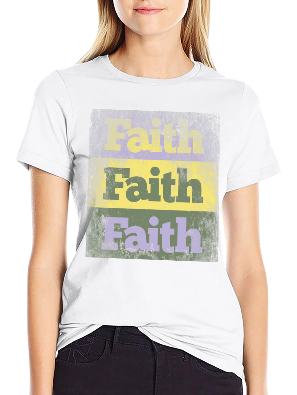Faith Distressed Graphic Print Black T-Shirt