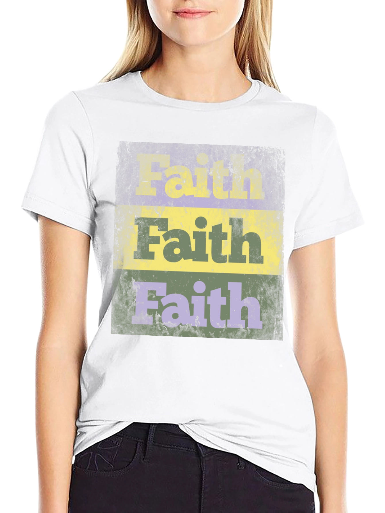 Faith Distressed Graphic Print Black T-Shirt