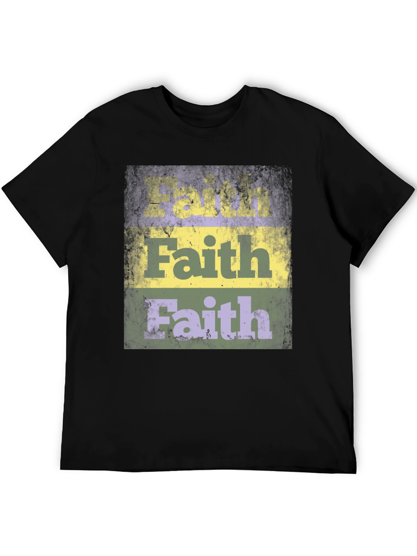 Faith Distressed Graphic Print Black T-Shirt