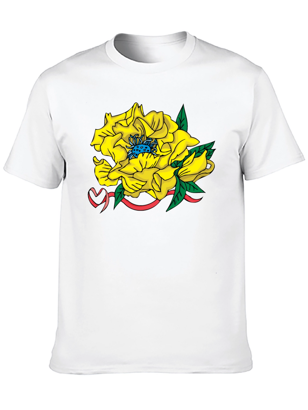 Yellow Flower Graphic Black T-Shirt