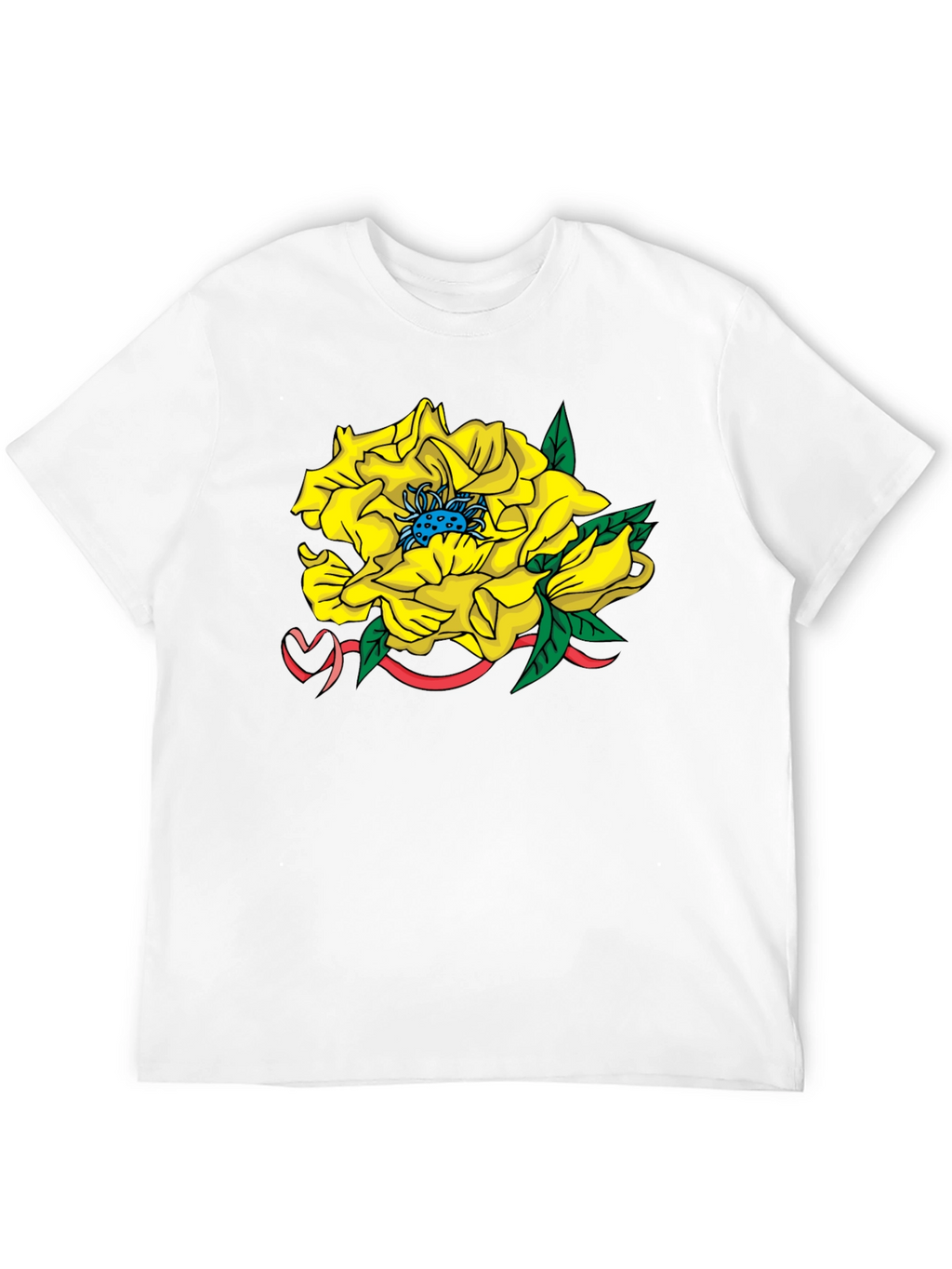 Yellow Flower Graphic Black T-Shirt