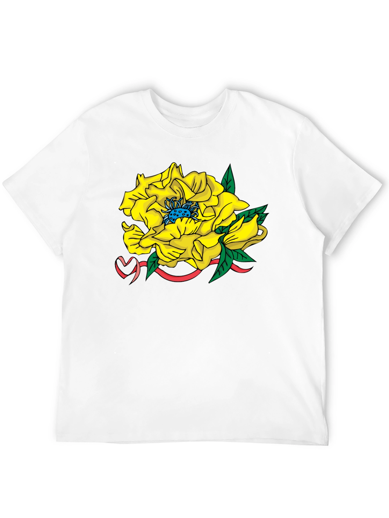 Yellow Flower Graphic Black T-Shirt