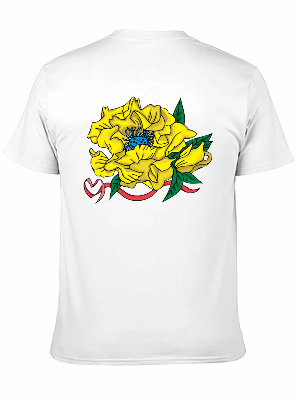 Yellow Flower Graphic Black T-Shirt