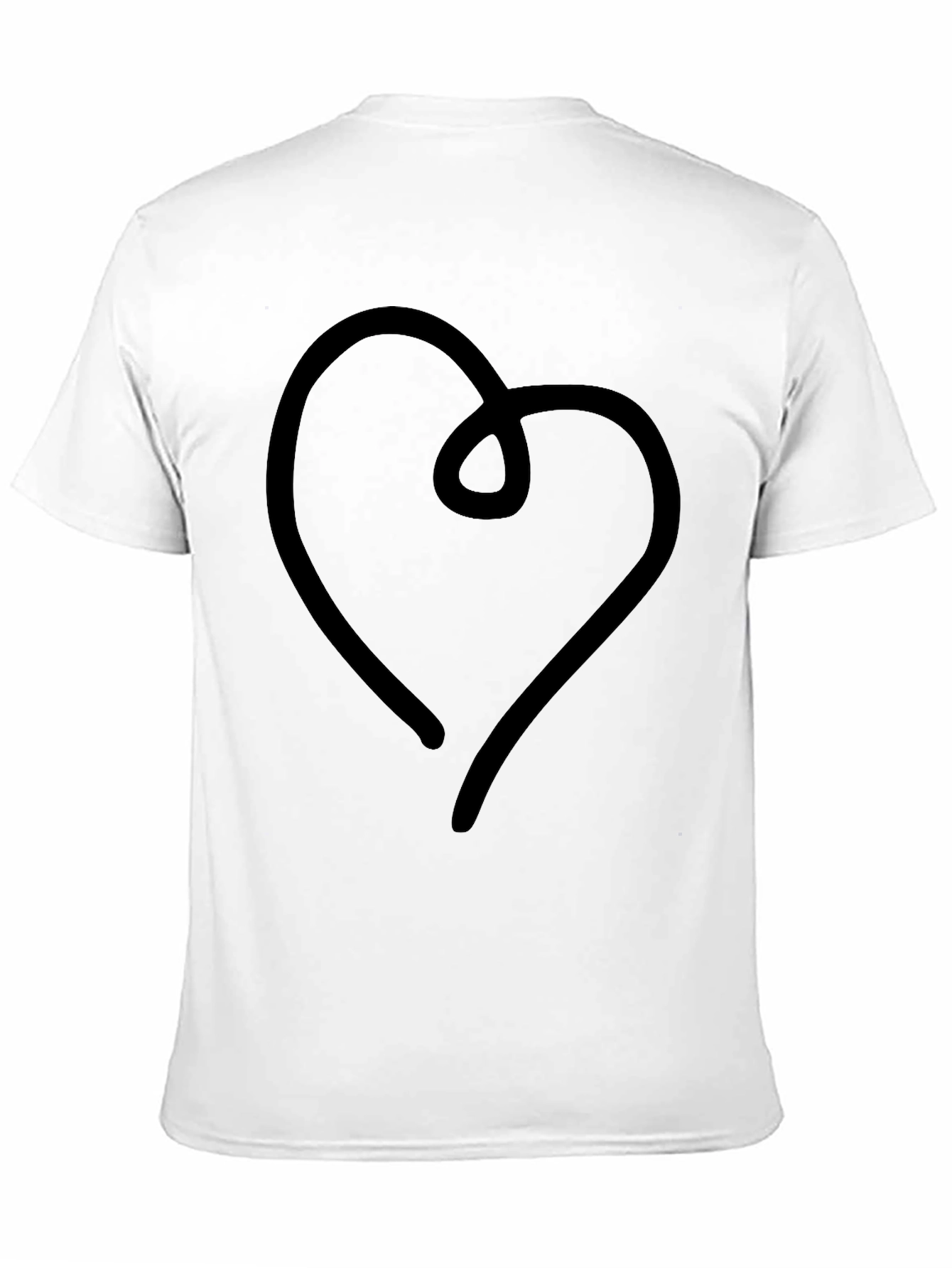 Modern Heart Line Art Black T-Shirt
