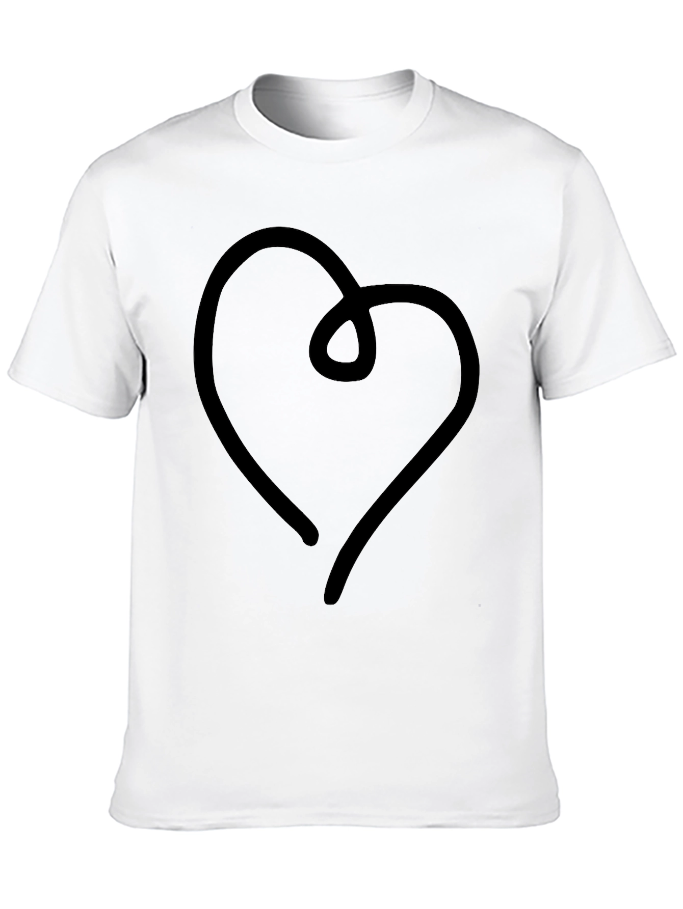 Modern Heart Line Art Black T-Shirt