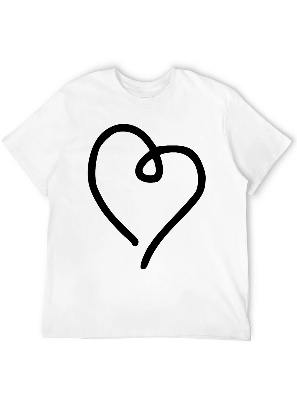 Modern Heart Line Art Black T-Shirt