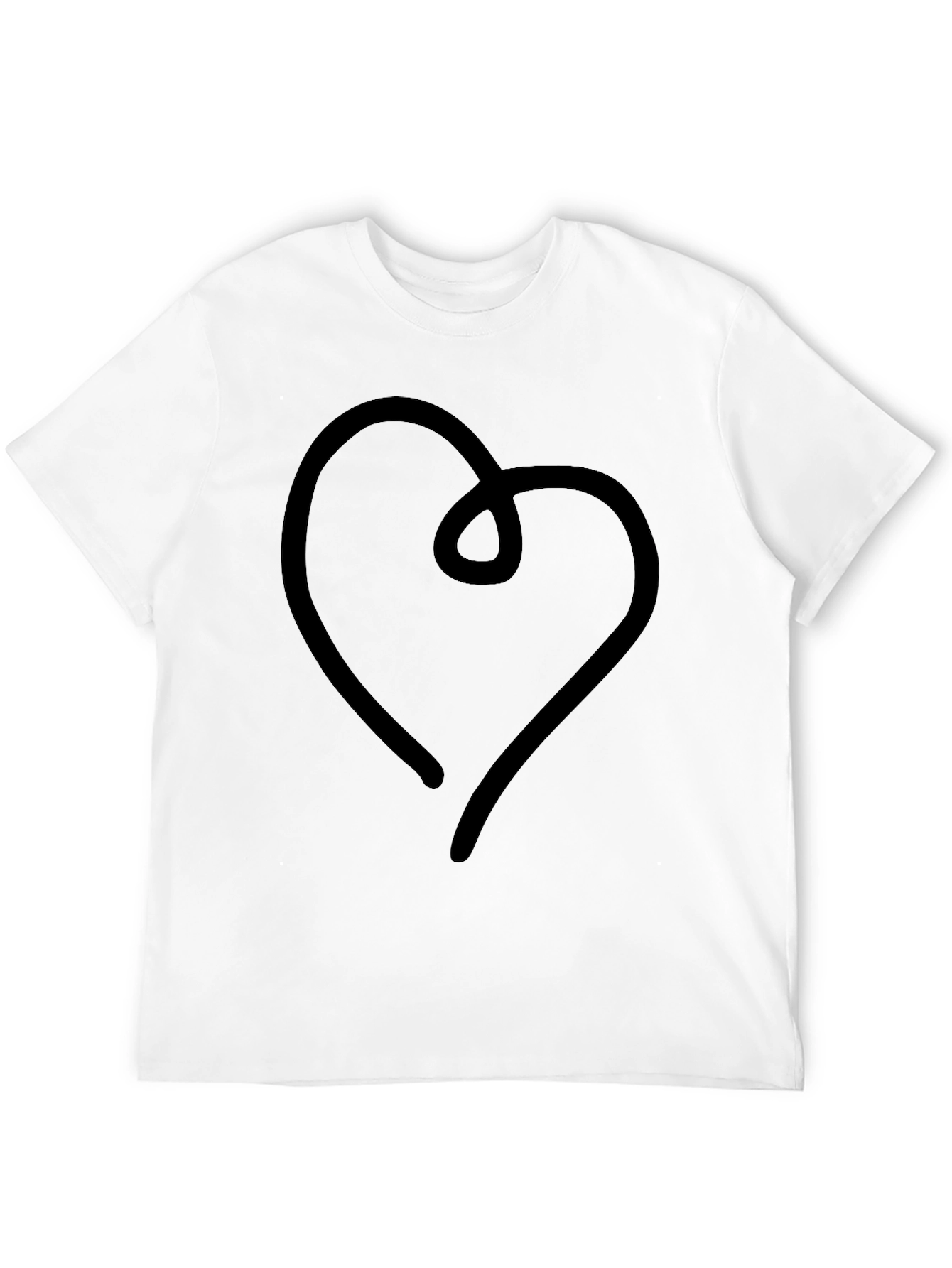 Modern Heart Line Art Black T-Shirt