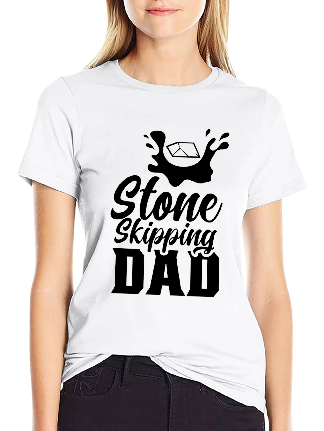 Stone Skipping Dad Black Graphic Tee
