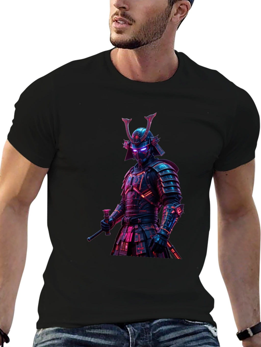Samurai Warrior Graphic T-Shirt - Black