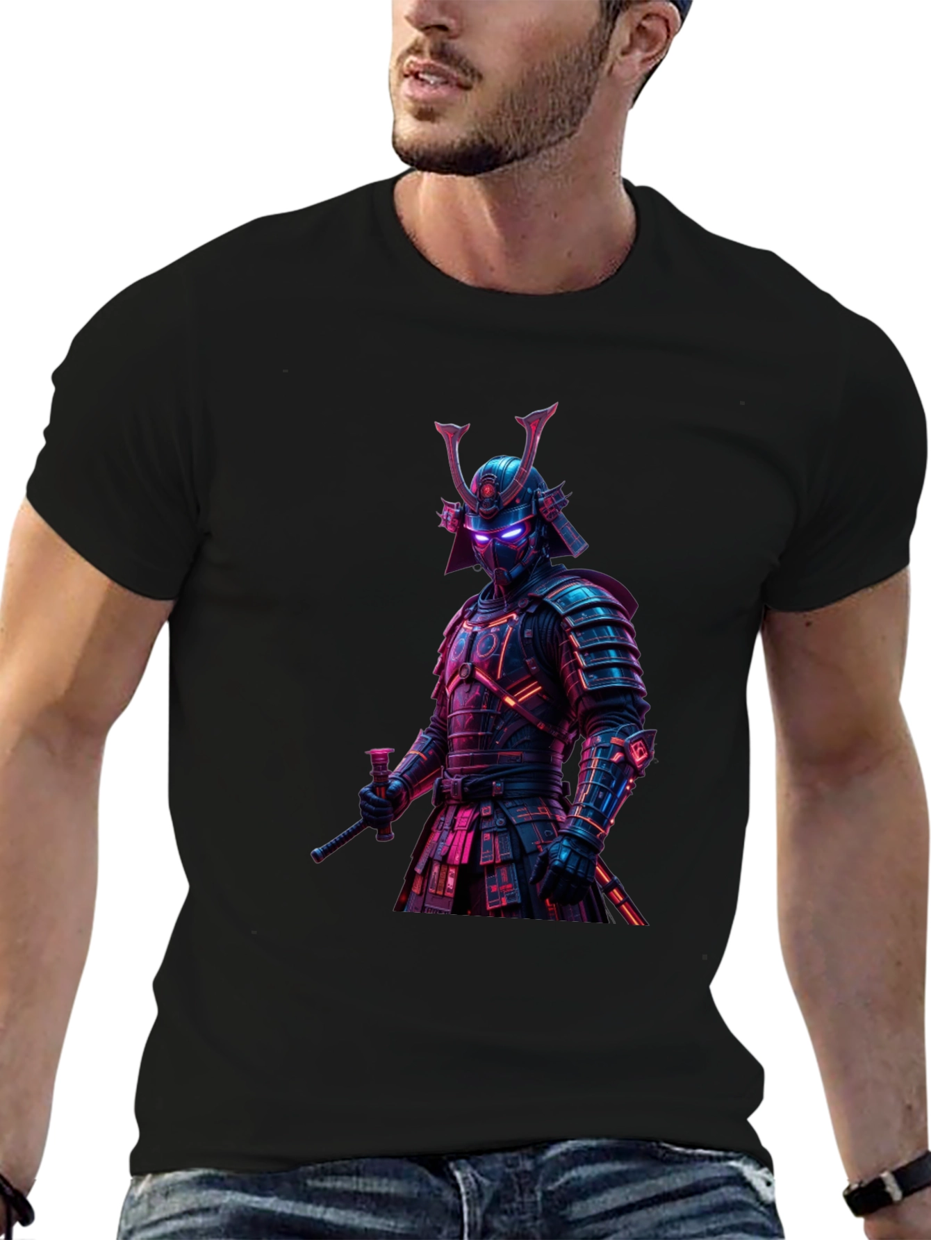 Samurai Warrior Graphic T-Shirt - Black