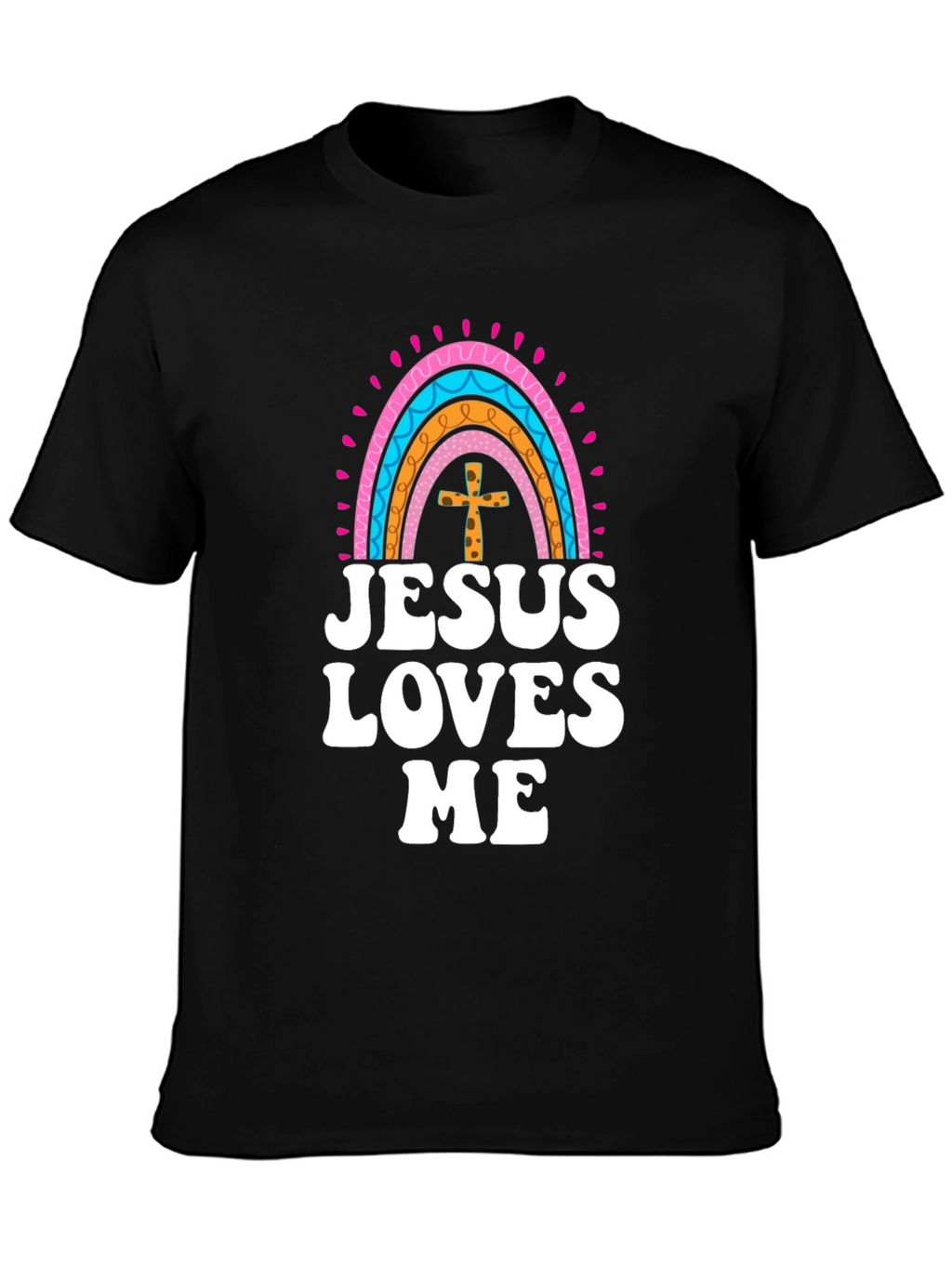 Jesus Loves Me Rainbow Graphic Tee - Christian Faith