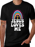 Jesus Loves Me Rainbow Graphic Tee - Christian Faith