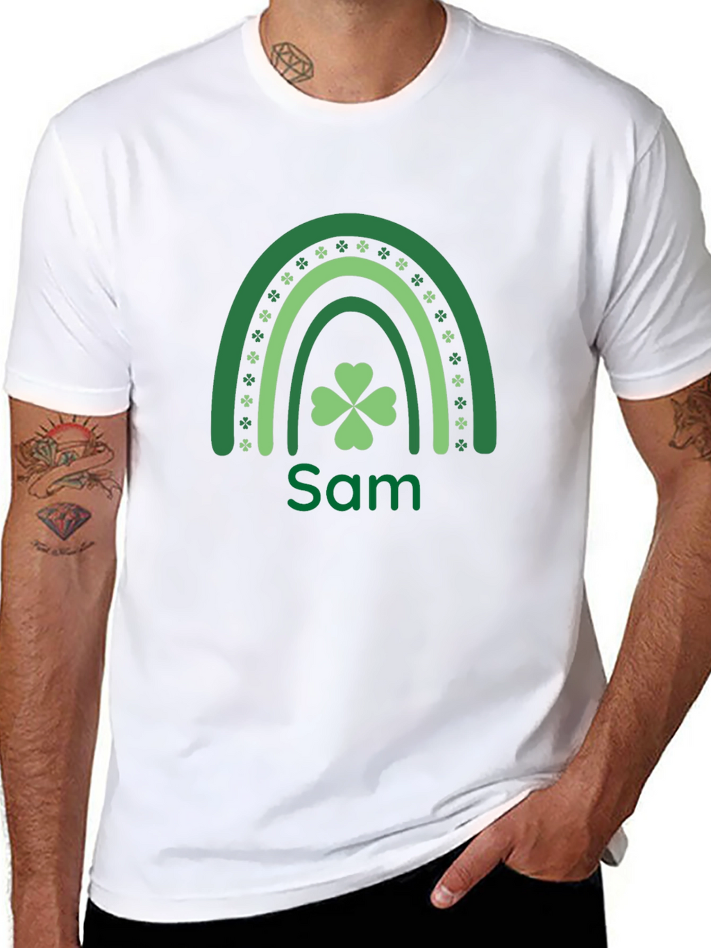 St. Patricks Day Personalized Rainbow Shamrock T-Shirt
