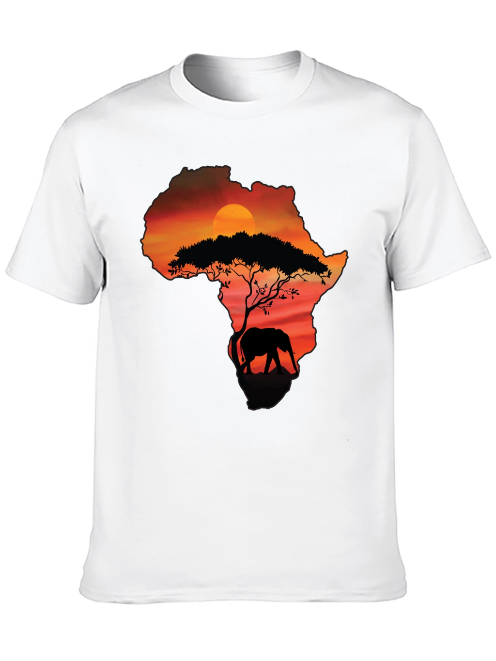 Africa Sunset Elephant Graphic Tee - Black