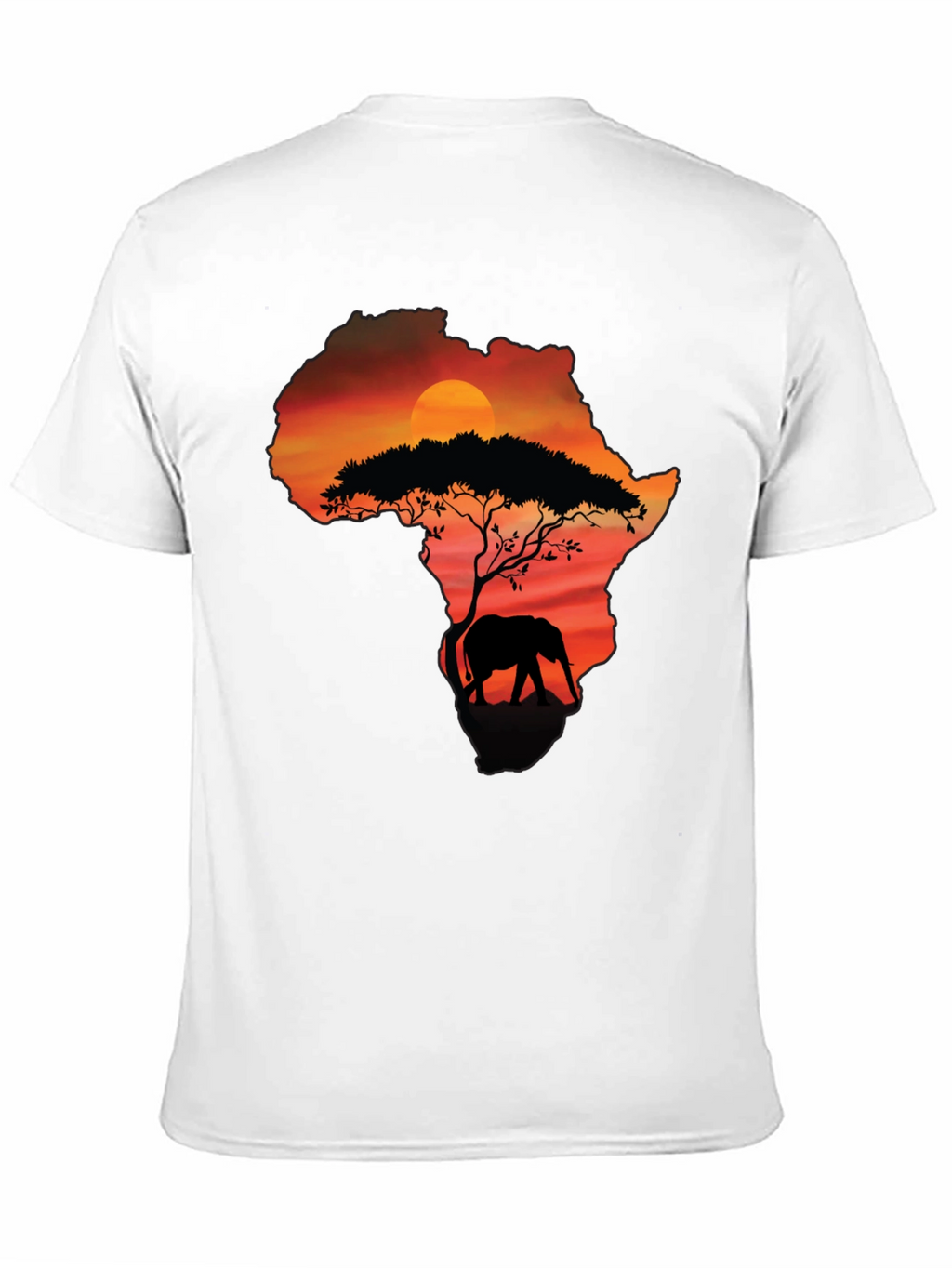 Africa Sunset Elephant Graphic Tee - Black