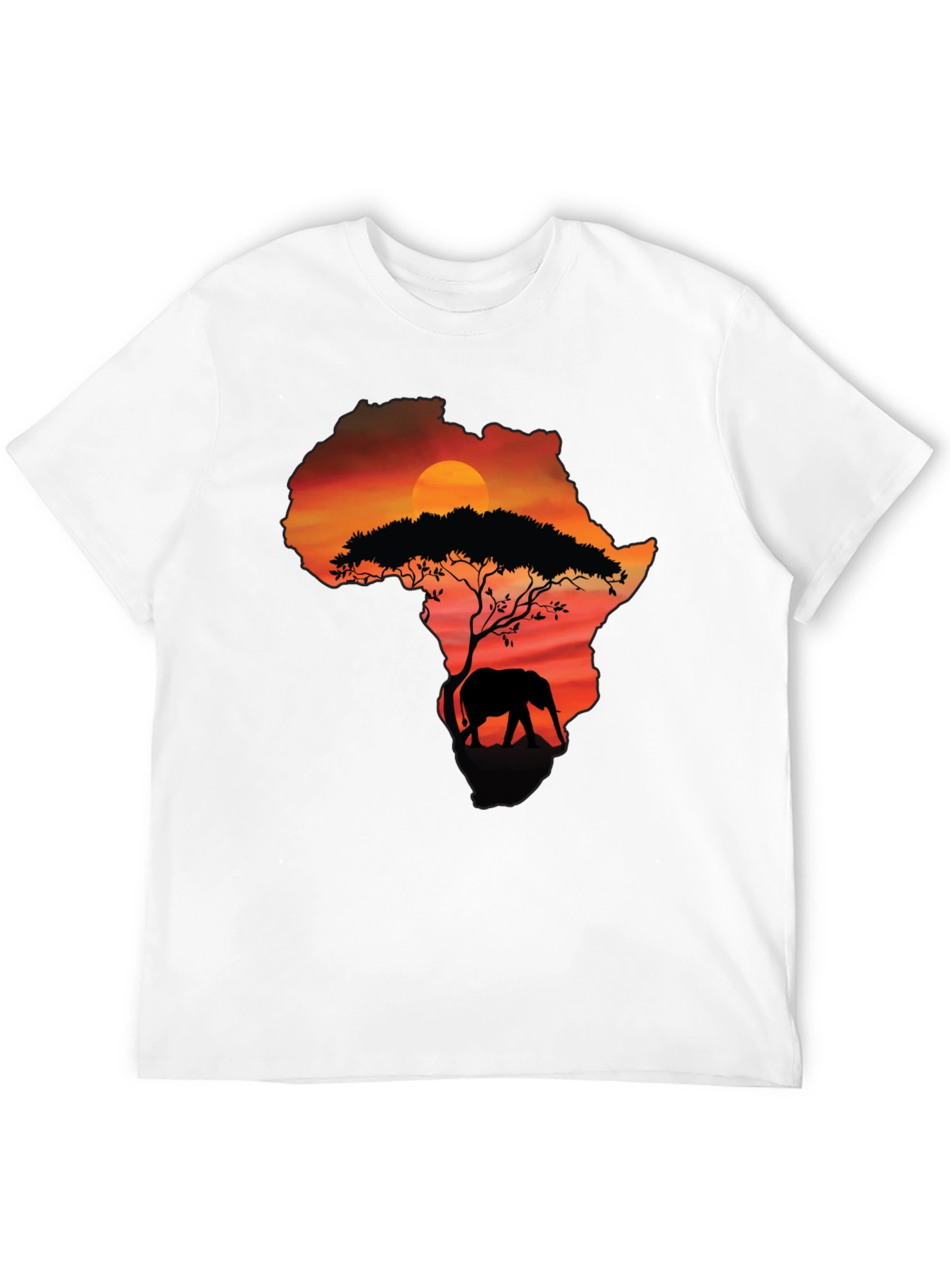 Africa Sunset Elephant Graphic Tee - Black