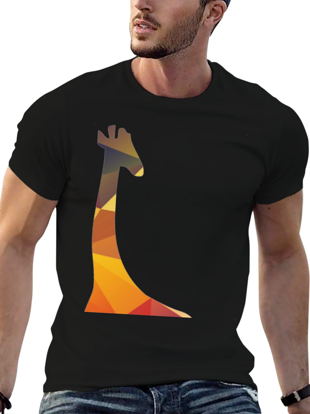 Geometric Giraffe Print Mens T-Shirt - Casual Wear