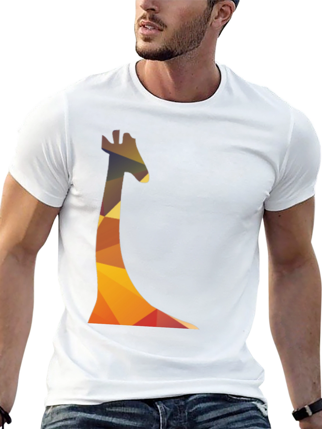 Geometric Giraffe Print Mens T-Shirt - Casual Wear