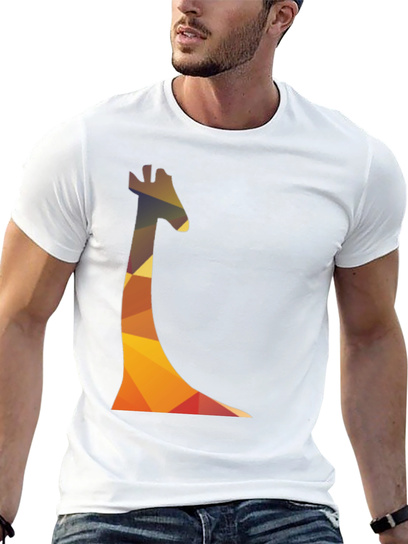 Geometric Giraffe Print Mens T-Shirt - Casual Wear