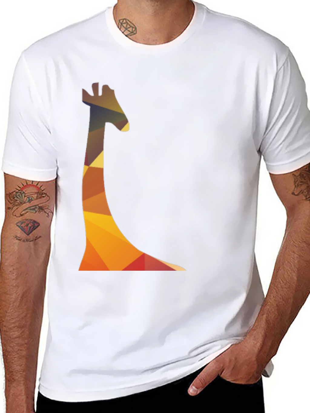 Geometric Giraffe Print Mens T-Shirt - Casual Wear