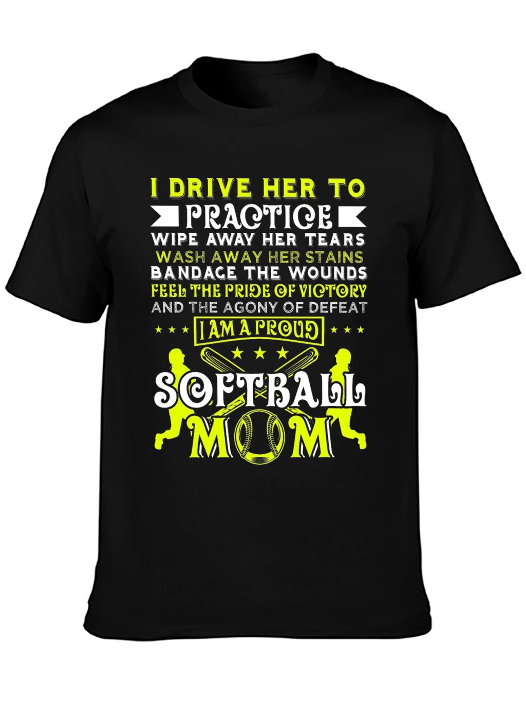 Proud Softball Mom Graphic Tee - Black